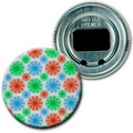 2 1/4" Diameter Round PVC Bottle Opener w/ 3D Lenticular Images - Spinning Wheels (Blank)